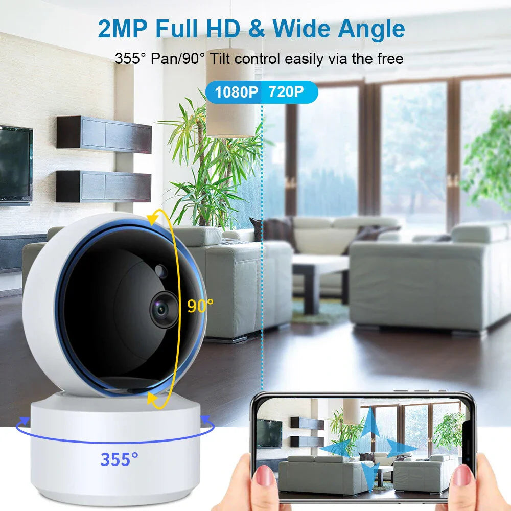 2MP Wireless PTZ Smart Sicherheitskamera - IR Nachtsicht, Bewegungserkennung, Zwei-Wege-Intercom, Fernüberwachung, Alarm, Innenüberwachung