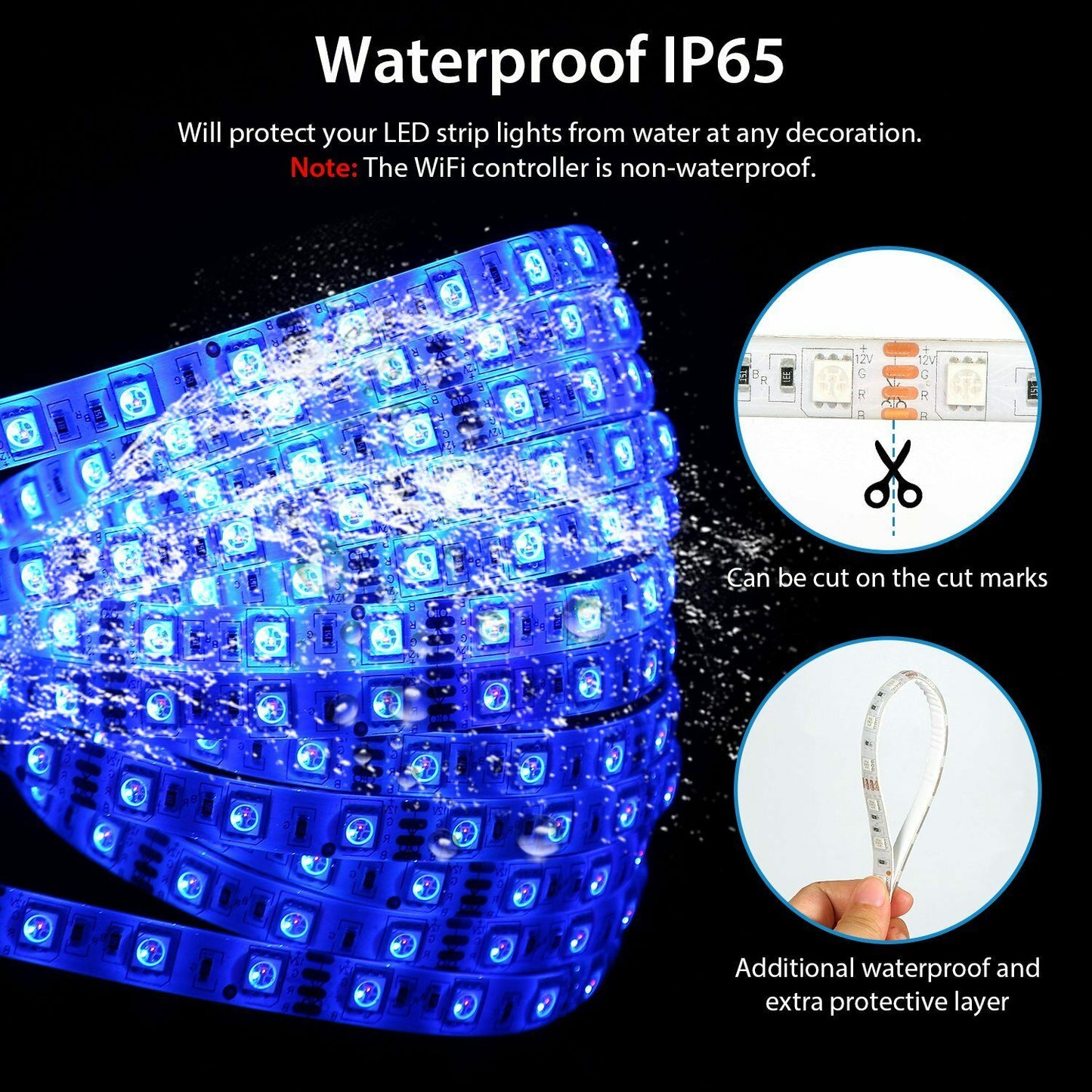 Frendorf | 5M LED Streifenlicht 5050 SMD RGB wasserdicht Smart WIFI IR APP Controller