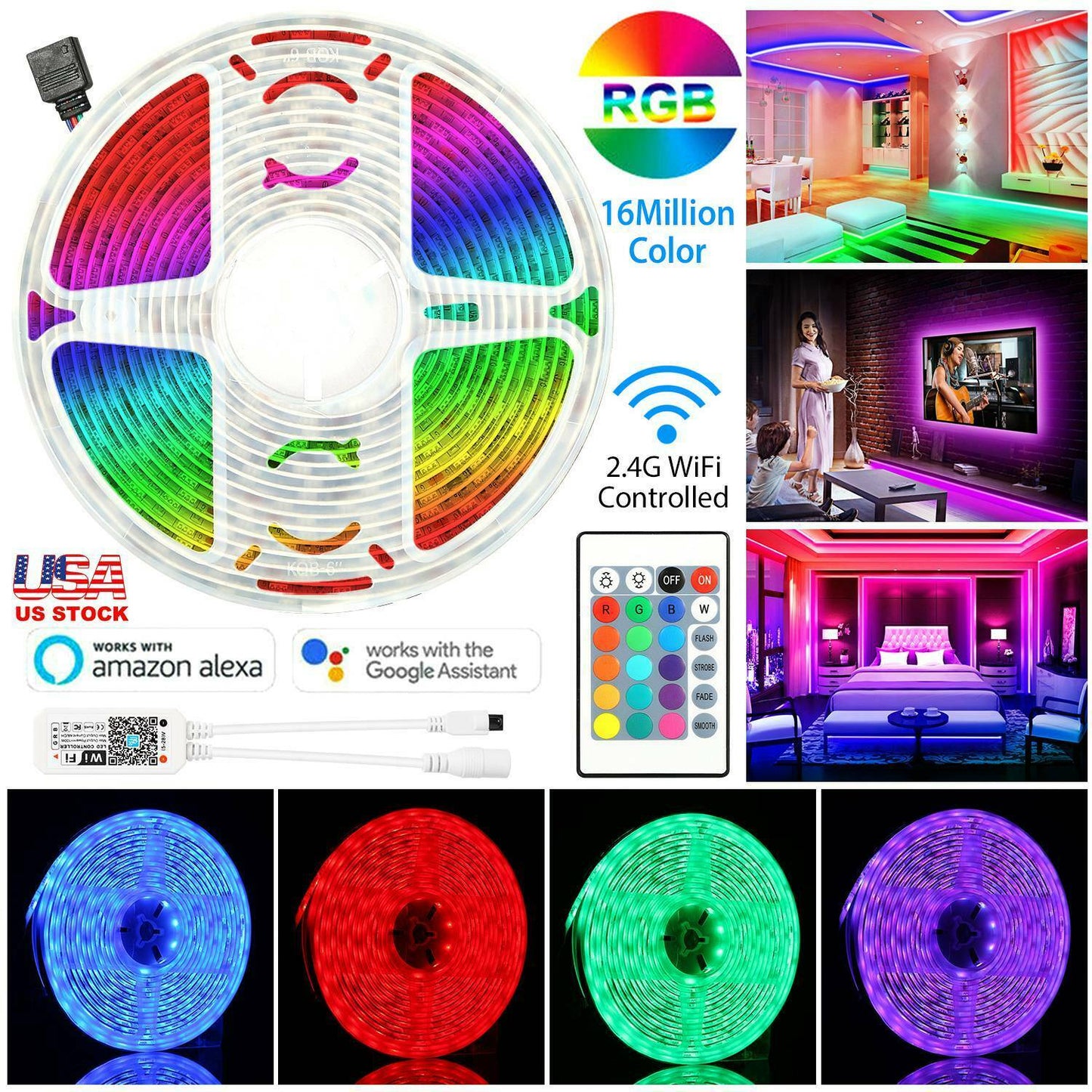 Frendorf | 5M LED Streifenlicht 5050 SMD RGB wasserdicht Smart WIFI IR APP Controller