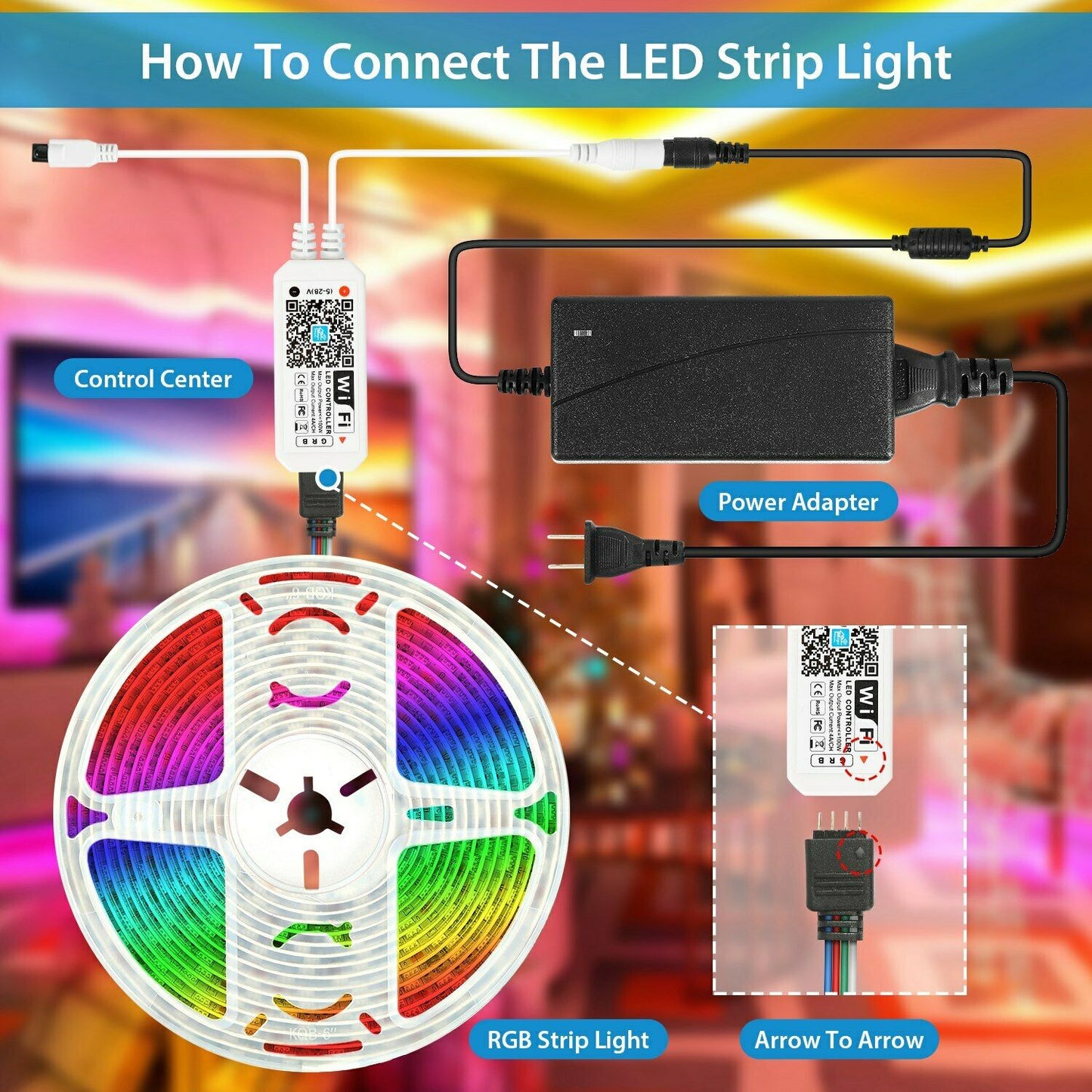 Frendorf | 5M LED Streifenlicht 5050 SMD RGB wasserdicht Smart WIFI IR APP Controller
