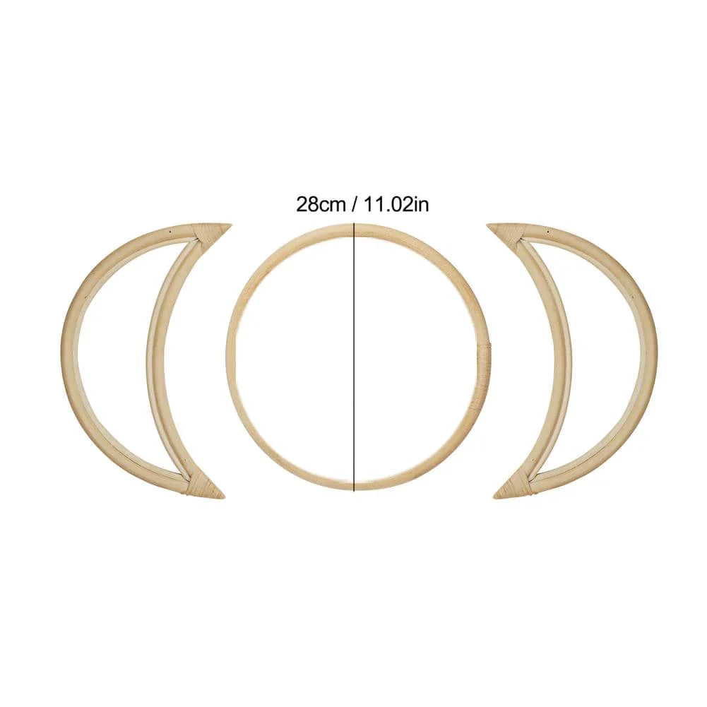 Frendorf | 5pcs/3pcs Set Rattan Mondphasen Wandkunst Spiegel