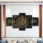 5 Stück Schwarz Gold Muslim Poster Drucke Islamische Kalligraphie Leinwand Kunst Gemälde Moderne Abstrakte Bilder für Wohnzimmer Wohnkultur