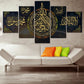 5 Stück Schwarz Gold Muslim Poster Drucke Islamische Kalligraphie Leinwand Kunst Gemälde Moderne Abstrakte Bilder für Wohnzimmer Wohnkultur