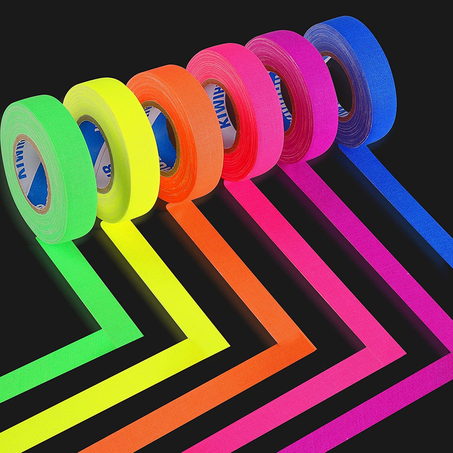 6 Farben Schwarzlicht Klebeband Rollen