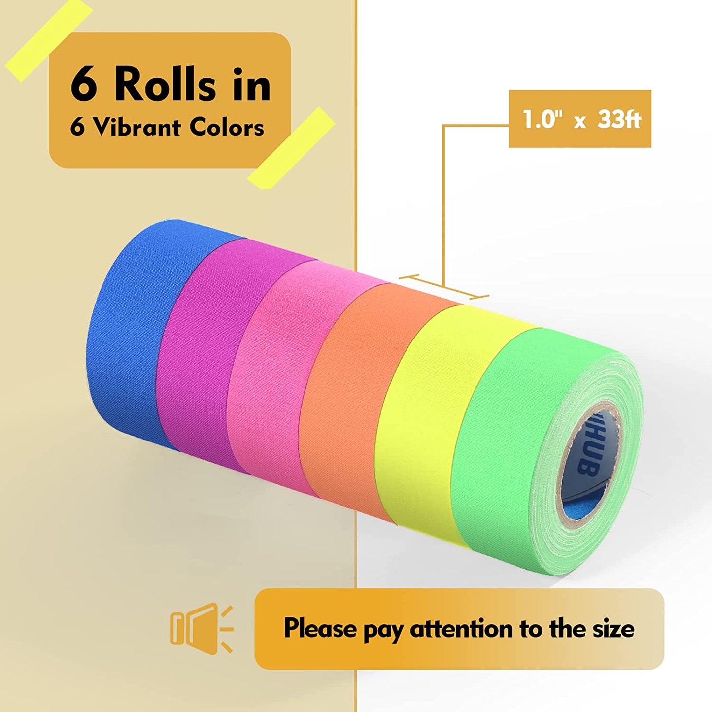 6 Farben Schwarzlicht Klebeband Rollen
