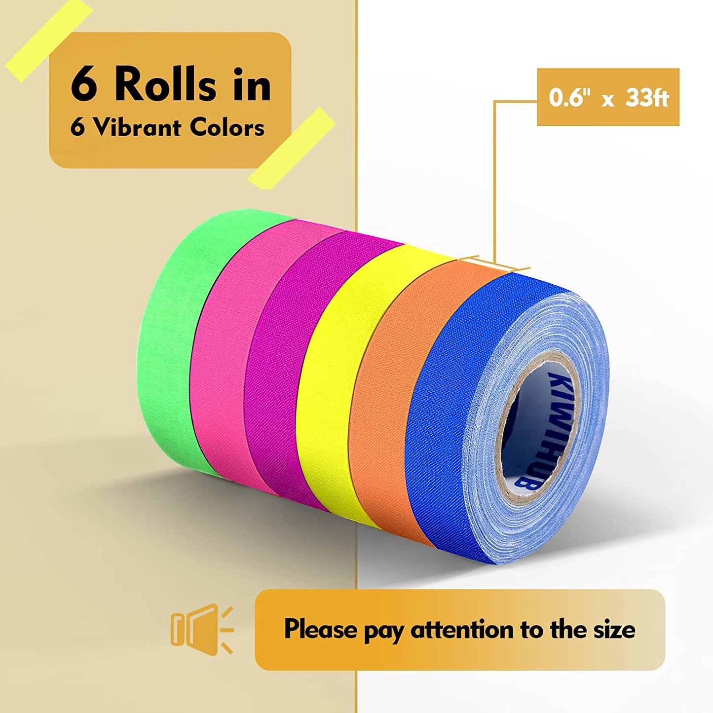 6 Farben Schwarzlicht Klebeband Rollen
