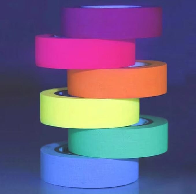 Frendorf | 6-Pack: UV Gaffer fluoreszierendes Party Tape schwarzlichtreaktiv leuchtet im Dunkeln Tape