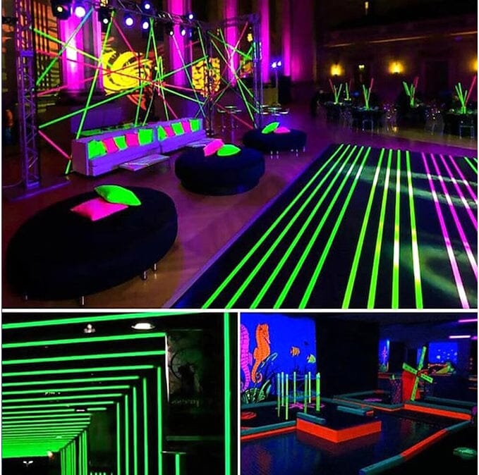 Frendorf | 6-Pack: UV Gaffer fluoreszierendes Party Tape schwarzlichtreaktiv leuchtet im Dunkeln Tape