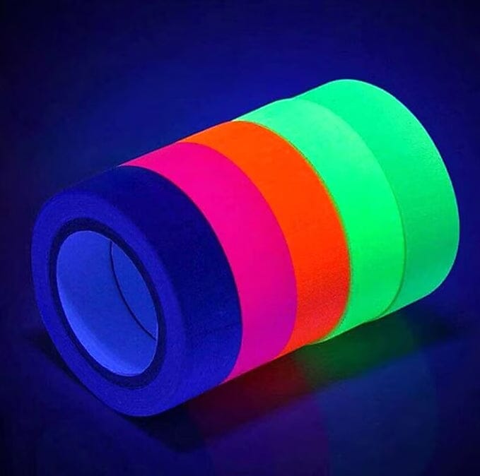 Frendorf | 6-Pack: UV Gaffer fluoreszierendes Party Tape schwarzlichtreaktiv leuchtet im Dunkeln Tape