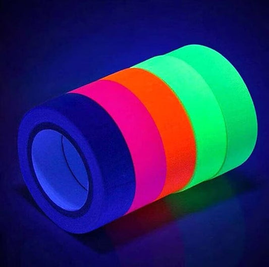 Frendorf | 6-Pack: UV Gaffer fluoreszierendes Party Tape schwarzlichtreaktiv leuchtet im Dunkeln Tape