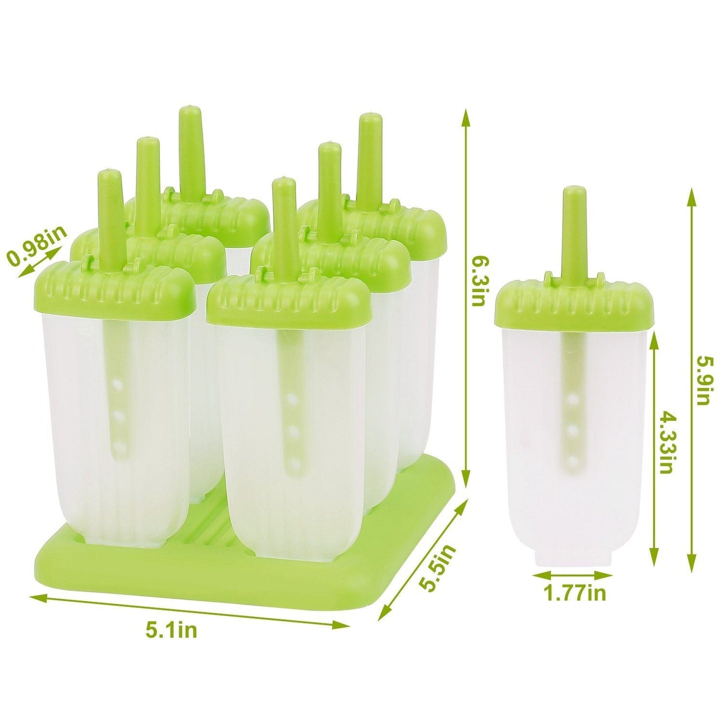 Frendorf | 6-Teilig: Eis am Stiel Formen Wiederverwendbar Eiscreme DIY Eis-Pop-Maker