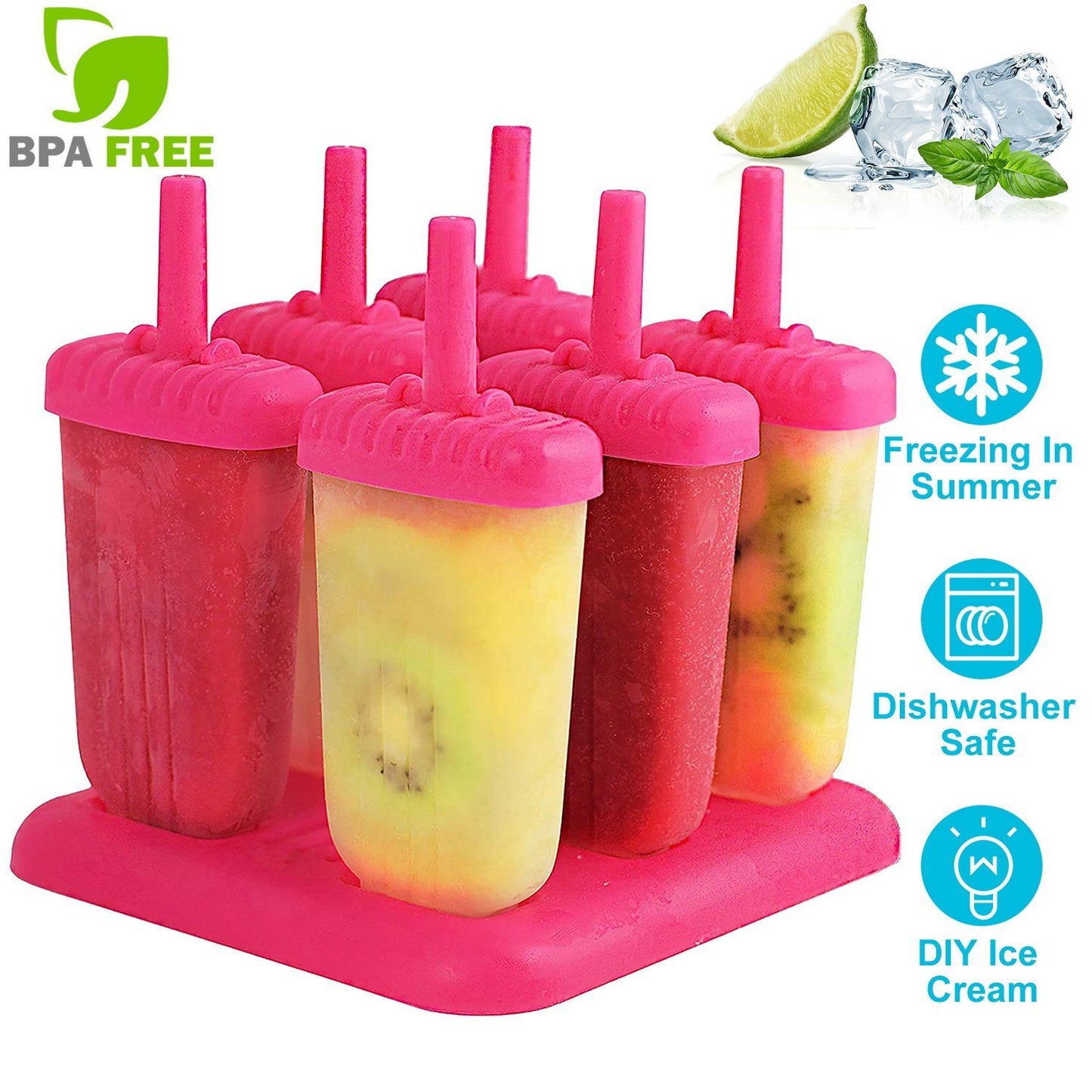 Frendorf | 6-Teilig: Eis am Stiel Formen Wiederverwendbar Eiscreme DIY Eis-Pop-Maker