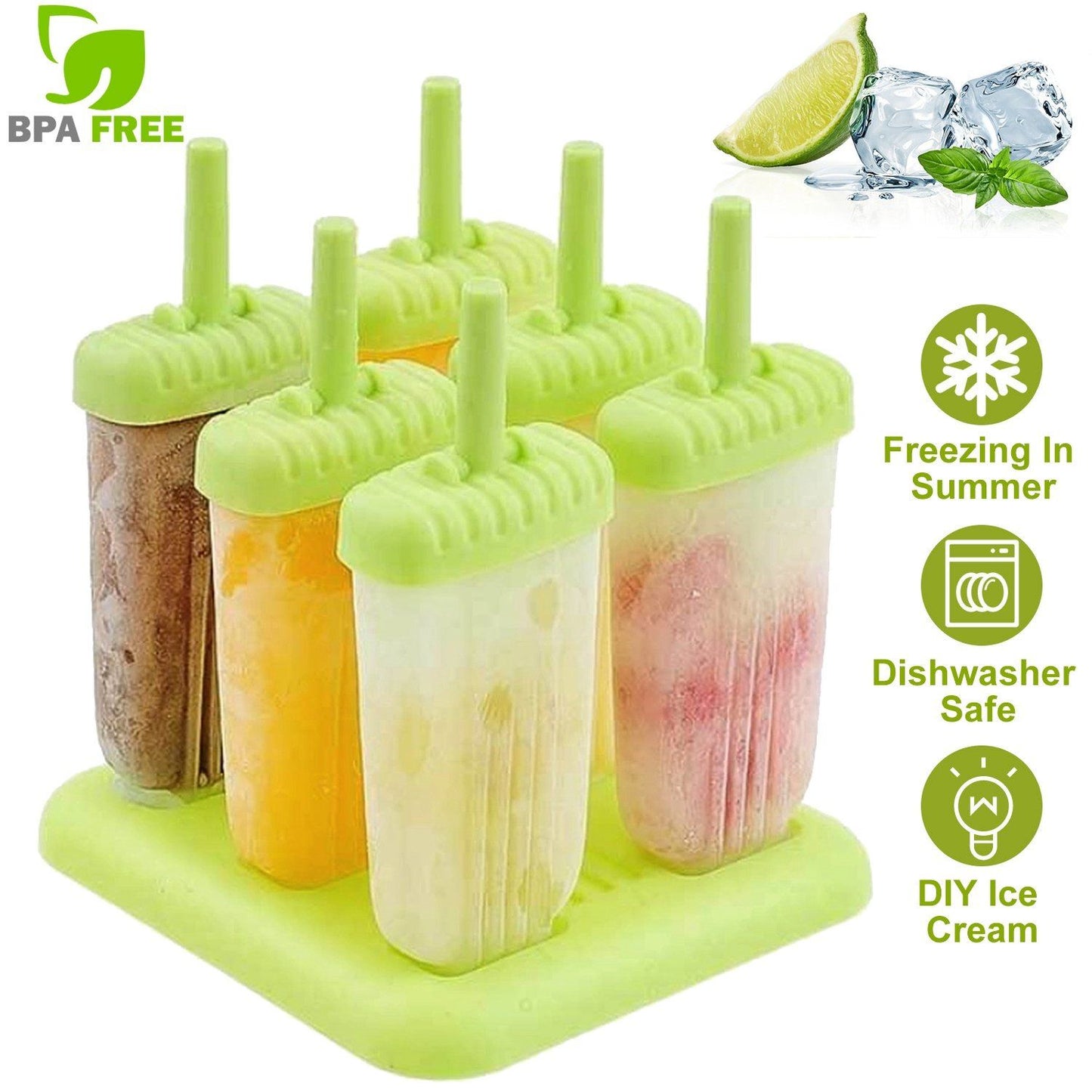 Frendorf | 6-Teilig: Eis am Stiel Formen Wiederverwendbar Eiscreme DIY Eis-Pop-Maker
