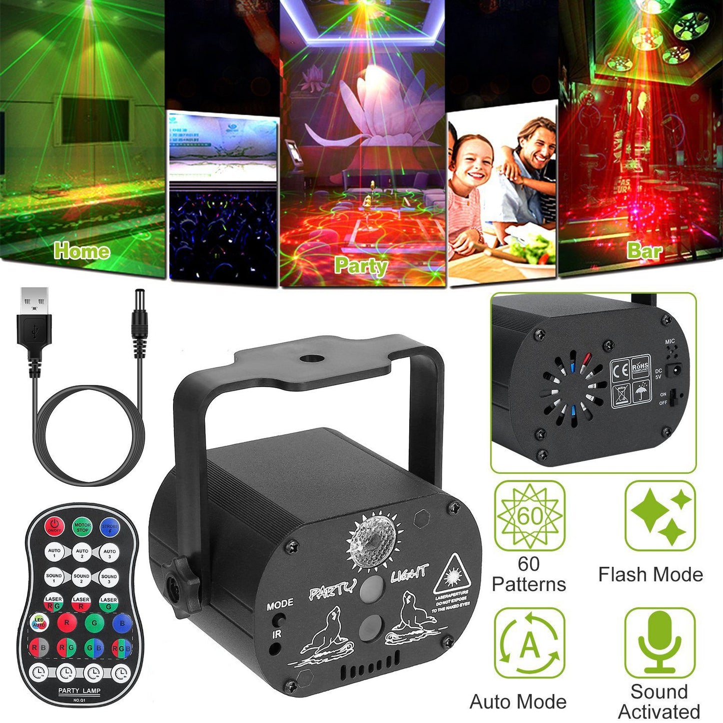 Frendorf | 60 Muster Laser Bühnenlicht Sound