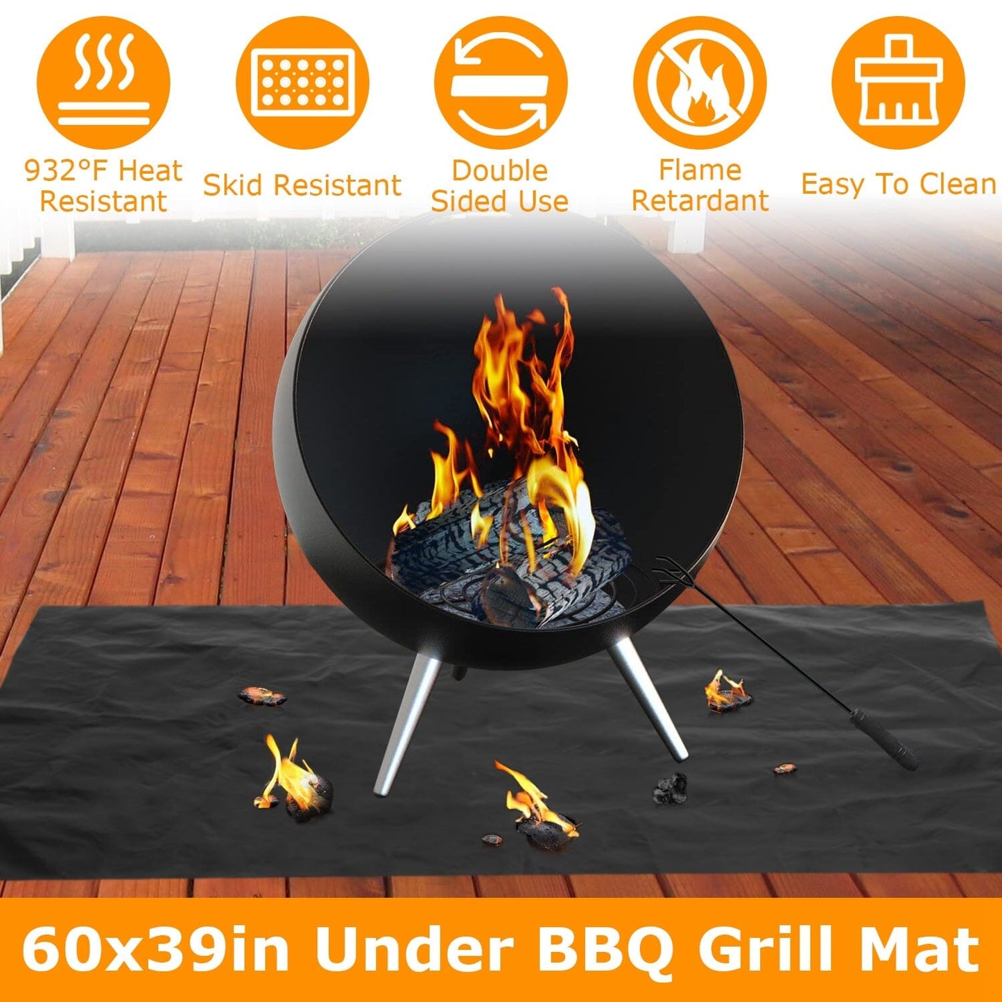 Frendorf | 60 x 39" Unter Grillmatte Faltend Ölabsorbierend Wiederverwendbar Wasserfest