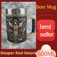 600ML Mittelalter Engel des Todes, personalisierte kreative Tasse, große Kapazität 304 Edelstahl hohe Farbwert Bar Harz Bierglas