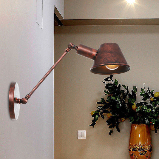 Frendorf | Antiqued Bell Sconce Verlichting Fitting 1 Licht IJzeren Wandlamp in Roest met Swingarm voor Slaapkamer, 8"/12" Lang