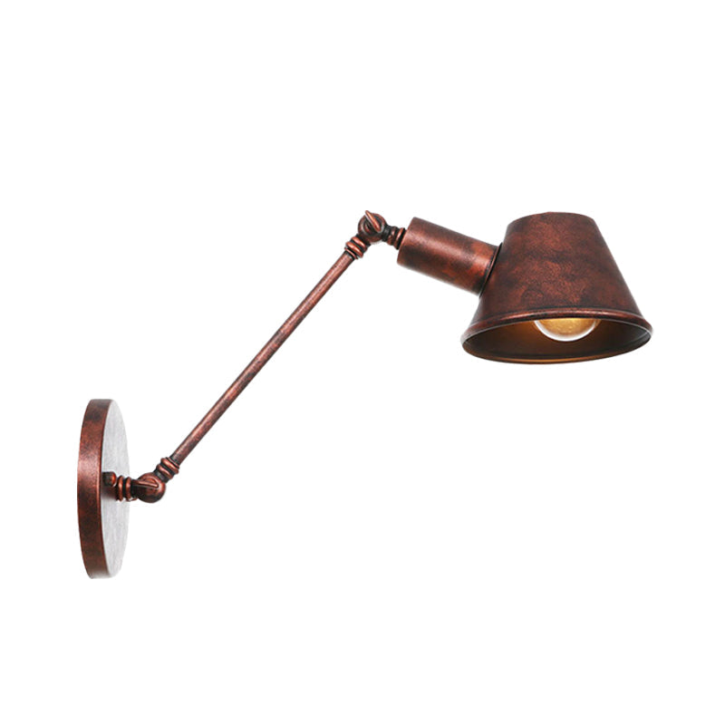 Frendorf | Antiqued Bell Sconce Verlichting Fitting 1 Licht IJzeren Wandlamp in Roest met Swingarm voor Slaapkamer, 8"/12" Lang