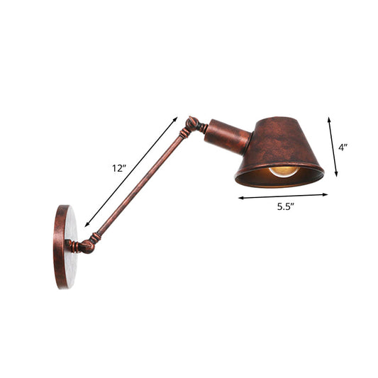 Frendorf | Antiqued Bell Sconce Verlichting Fitting 1 Licht IJzeren Wandlamp in Roest met Swingarm voor Slaapkamer, 8"/12" Lang