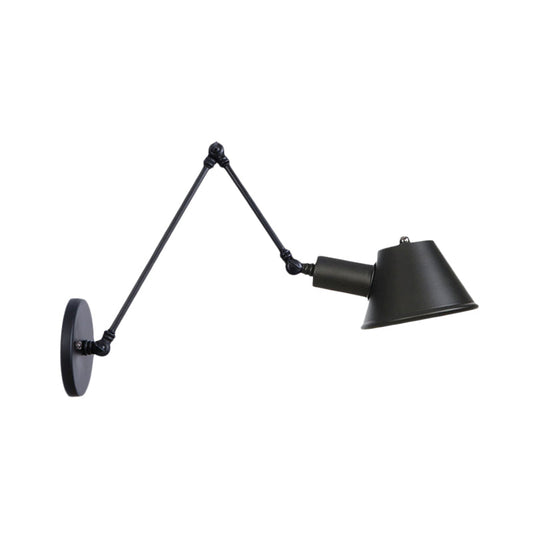 Frendorf | 1 Glühbirnen Wandlicht Sconce Industrielle Bar Wandleuchte mit Glockenmetallschirm in Schwarz, 6"+6"/12"+6" Länge des Schwenkarms
