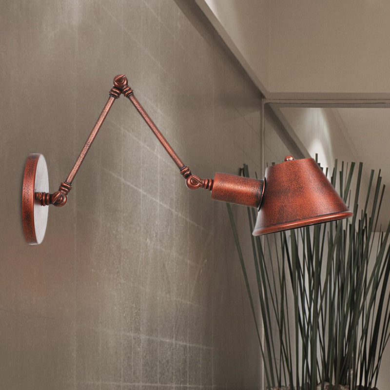 Frendorf | Ijzer Roest Afwerking Wandlamp Armatuur Bel 1-Lichts Boerderij Wandmontage Sconces met Swingarm van 6"+6"/12"+6" L