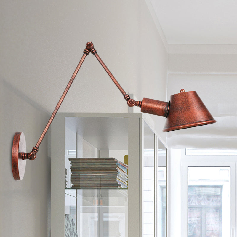 Frendorf | Ijzer Roest Afwerking Wandlamp Armatuur Bel 1-Lichts Boerderij Wandmontage Sconces met Swingarm van 6"+6"/12"+6" L