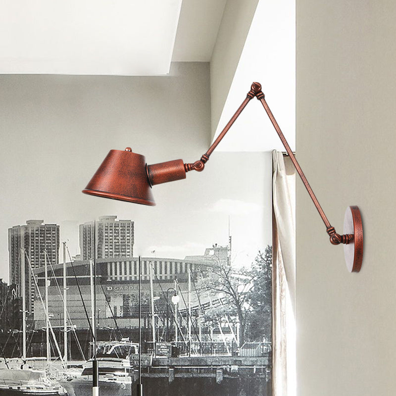 Frendorf | Ijzer Roest Afwerking Wandlamp Armatuur Bel 1-Lichts Boerderij Wandmontage Sconces met Swingarm van 6"+6"/12"+6" L