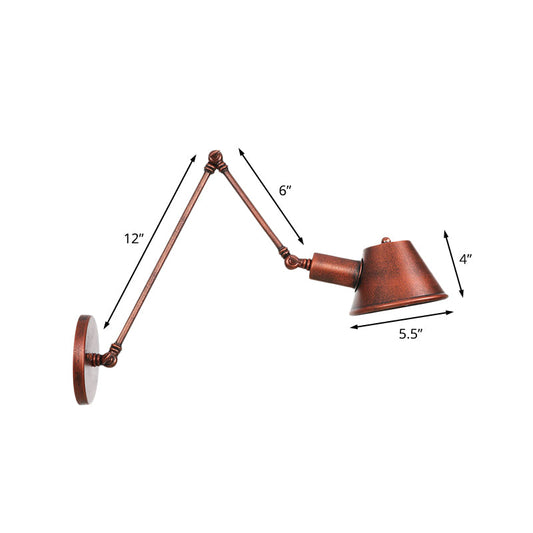 Frendorf | Ijzer Roest Afwerking Wandlamp Armatuur Bel 1-Lichts Boerderij Wandmontage Sconces met Swingarm van 6"+6"/12"+6" L