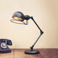 1 Glühbirne Kuppel Tischleuchte Industrieller schwarzer Finish Metall Tischlampe mit Ringdetail und Schwenkarm, 6,5"/8" Breite