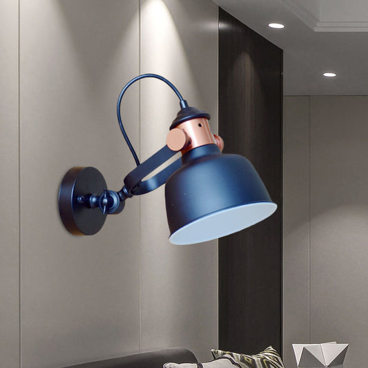 Frendorf | Schwarze Schalen-Wandleuchte Industrielles Eisen 1 Kopf Nachttisch Wandanbau Lampe mit drehbarem Griff