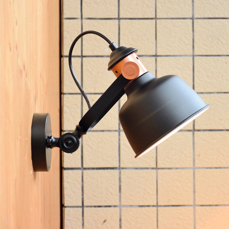 Frendorf | Schwarze Schalen-Wandleuchte Industrielles Eisen 1 Kopf Nachttisch Wandanbau Lampe mit drehbarem Griff