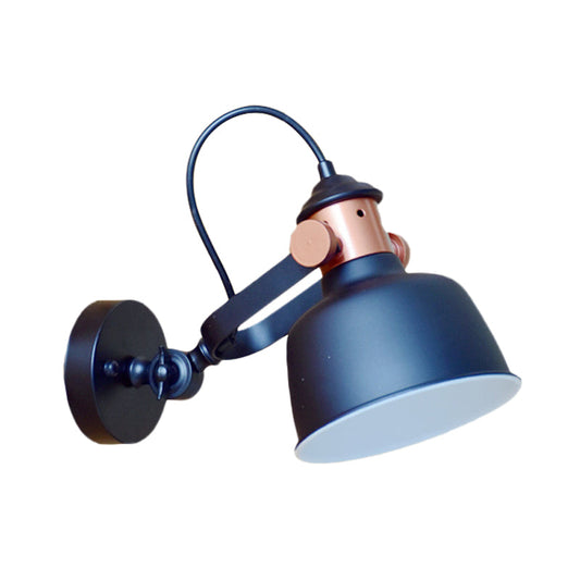 Frendorf | Schwarze Schalen-Wandleuchte Industrielles Eisen 1 Kopf Nachttisch Wandanbau Lampe mit drehbarem Griff