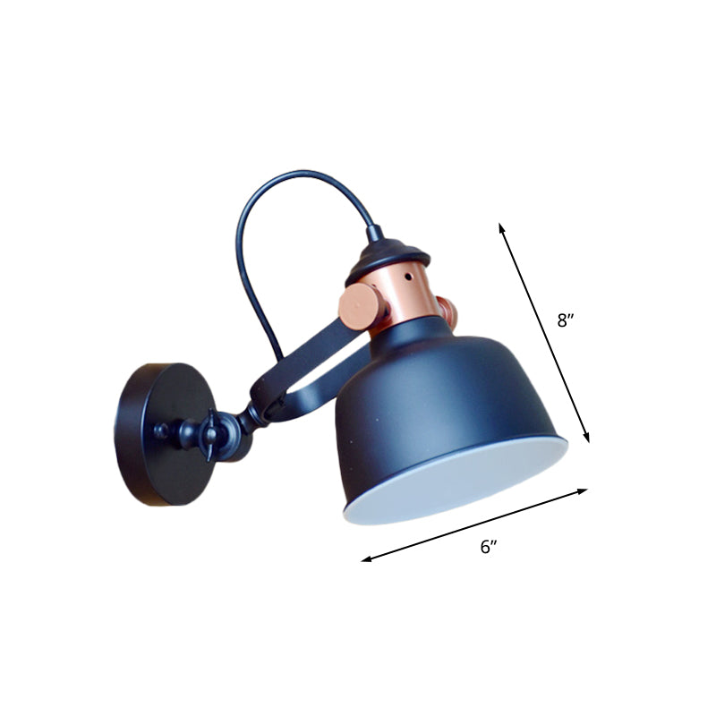 Frendorf | Schwarze Schalen-Wandleuchte Industrielles Eisen 1 Kopf Nachttisch Wandanbau Lampe mit drehbarem Griff