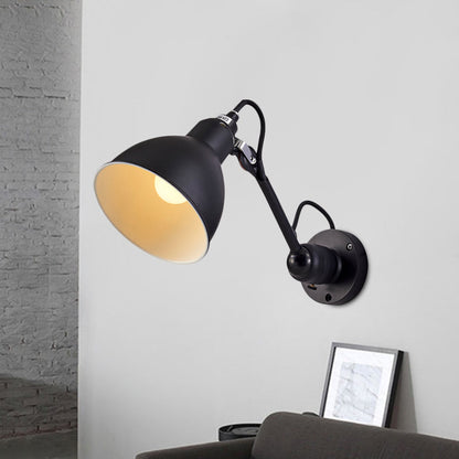 Frendorf | Antiqued Domed Wandmontage Wandlamp 1-Licht Metaal Verstelbare Arm Wandlamp in Zwart voor Gang