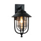 Frendorf | Draadkooi Buiten Wandlamp Vintage Metaal 1-Lamps Zwarte Afwerking Muur Gemonteerde Lamp met Duidelijke Glazen Schaduw