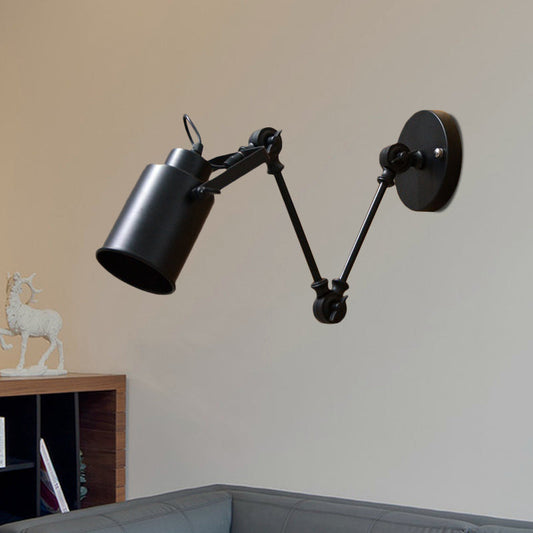 Frendorf | Schwarz 1 Kopf Wandleuchte Industrie Eisen Schwenkarm Wandmontierte Lampe für Flur