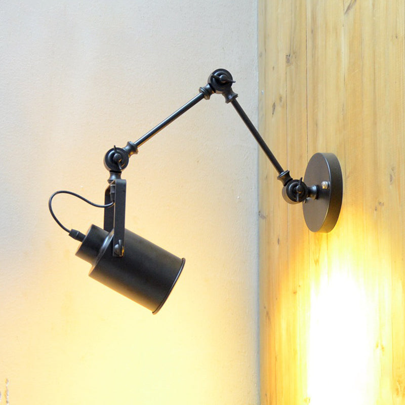 Frendorf | Schwarz 1 Kopf Wandleuchte Industrie Eisen Schwenkarm Wandmontierte Lampe für Flur