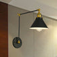Frendorf | Cone Metall Wandleuchte Vintage 1 Glühbirne Restaurant Wandbeleuchtungseinrichtung in Schwarz mit Schwenkarme