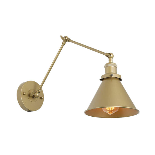 Frendorf | Eisen Gold Finish Wandleuchte Schwenkarm 1-Kopf Industrielle Stecker-Wandbeleuchtung mit Schwenkarm