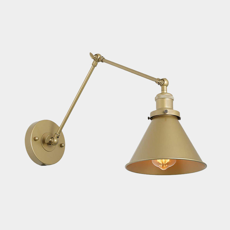 Frendorf | Eisen Gold Finish Wandleuchte Schwenkarm 1-Kopf Industrielle Stecker-Wandbeleuchtung mit Schwenkarm