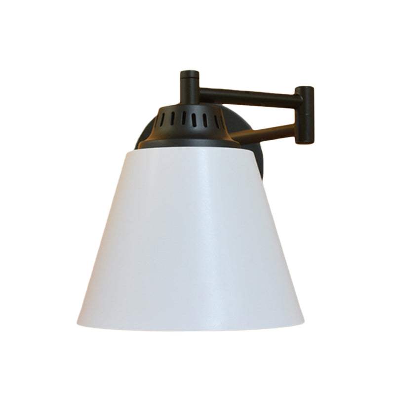 Frendorf | Schwarz/Weiß 1 Kopf Wandlampe Scone Vintage Eisen konische Schwenkarm Wandmontierte Lampe für das Studienzimmer