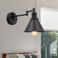 Frendorf | Swing Arm Iron Wandlampe Beleuchtung Vintage 1 Glühbirne Café Wandlampe in Schwarz mit konischem Schirm