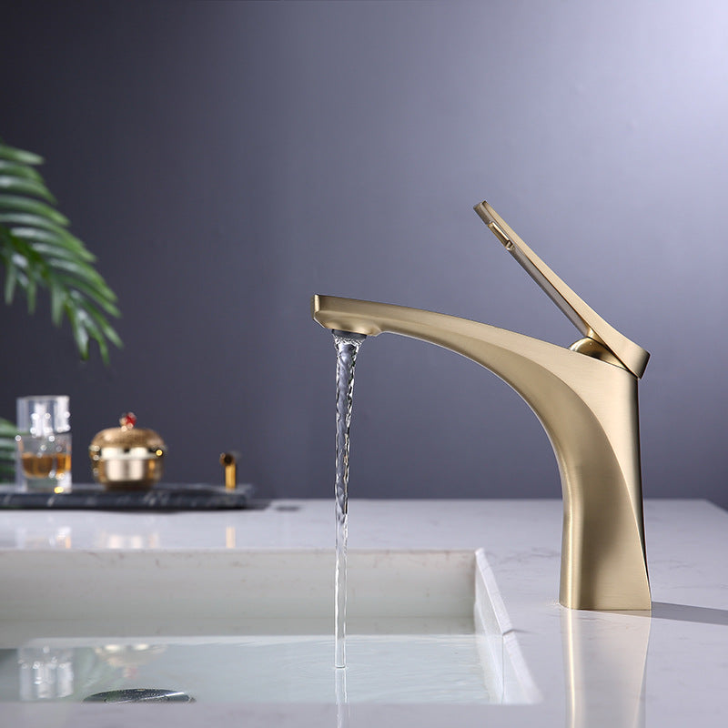 Frendorf | Moderner Gefäß Wasserhahn Messing Hebelgriffe Niedriger Bogen mit Wasserschlauch Badezimmer Gefäß Wasserhahn