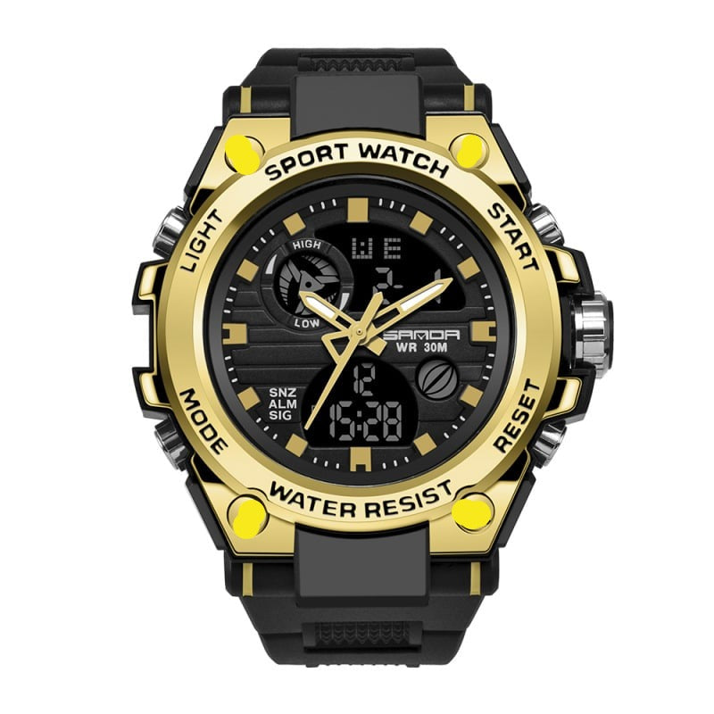 Frendorf | Sportliche Dual-Display Mode Multifunktionale wasserdichte leuchtende Herrenarmbanduhr
