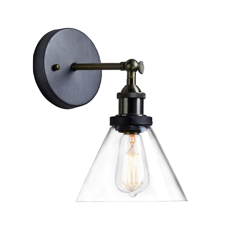 Frendorf | Klar Glas Schwarz/Kupfer/Antik Messing Wandleuchte Konisch 1-Licht Industrielle Wandleuchte für Wohnzimmer