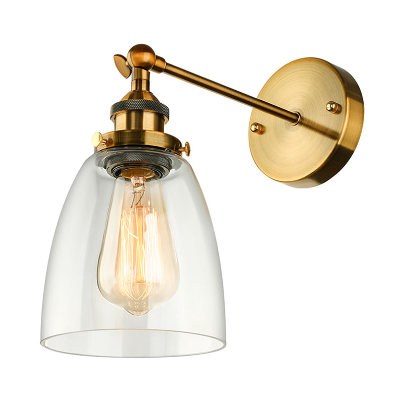 Frendorf | Bronze/Messing/Koper Eén Lichte Wandlamp Vintage Stijl Duidelijk Glas Getaperde Verlichtingsarmatuur voor Woonkamer