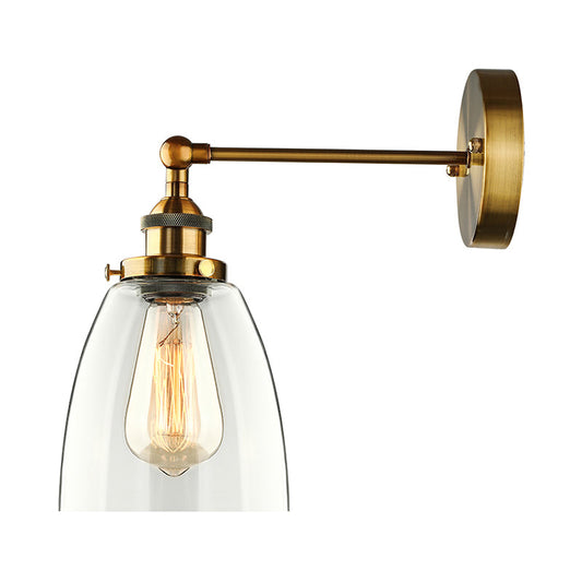 Frendorf | Bronze/Messing/Koper Eén Lichte Wandlamp Vintage Stijl Duidelijk Glas Getaperde Verlichtingsarmatuur voor Woonkamer