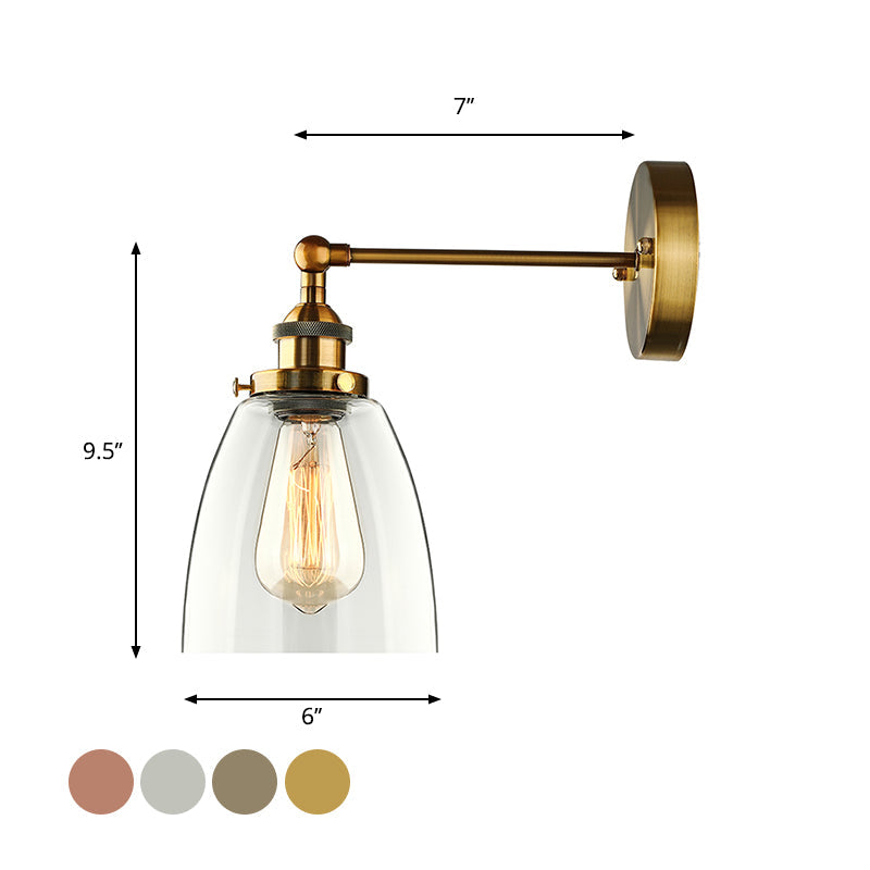 Frendorf | Bronze/Messing/Koper Eén Lichte Wandlamp Vintage Stijl Duidelijk Glas Getaperde Verlichtingsarmatuur voor Woonkamer