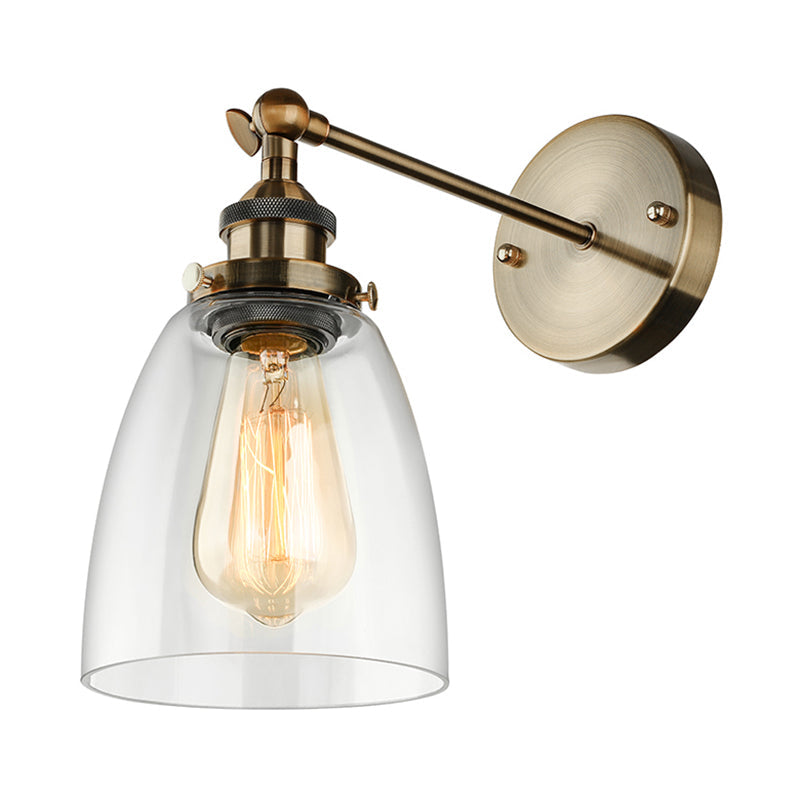 Frendorf | Bronze/Messing/Koper Eén Lichte Wandlamp Vintage Stijl Duidelijk Glas Getaperde Verlichtingsarmatuur voor Woonkamer
