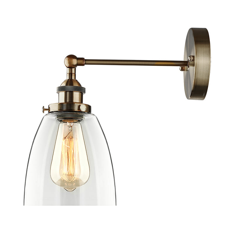Frendorf | Bronze/Messing/Koper Eén Lichte Wandlamp Vintage Stijl Duidelijk Glas Getaperde Verlichtingsarmatuur voor Woonkamer